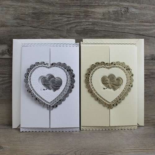 Cheap Invitation Card Gate Fold Embossing Wedding Invitation Foiling 